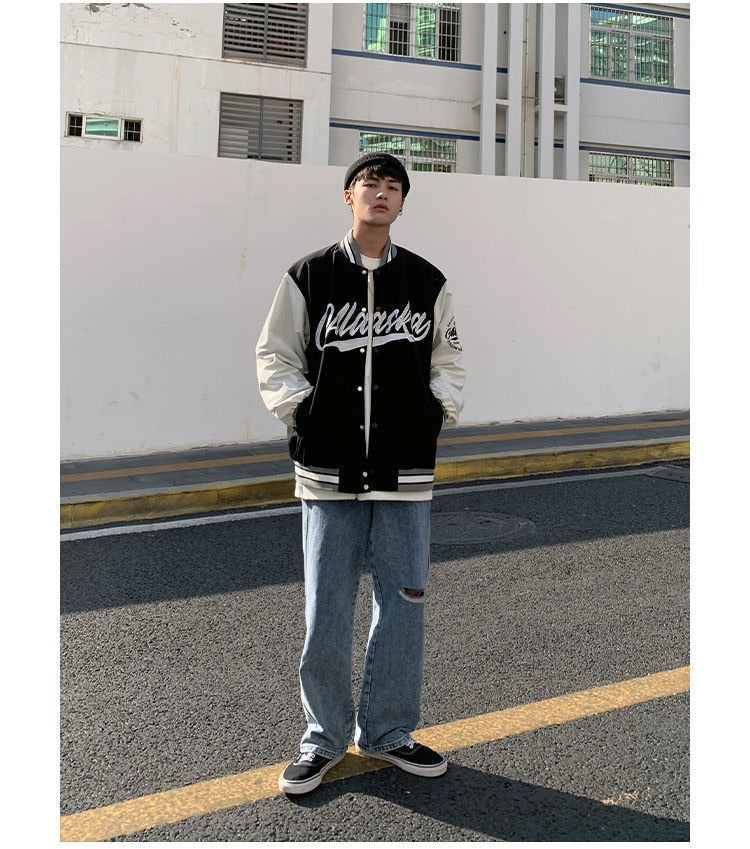 LETTER EMBROIDERY VARSITY JACKET - INTOHYPEZONE