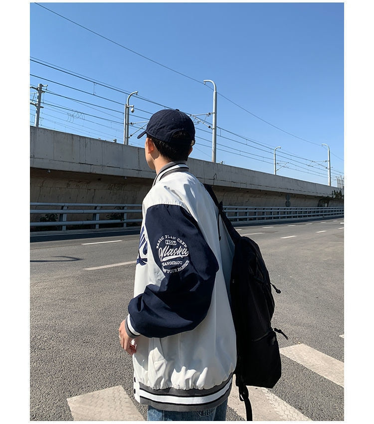 LETTER EMBROIDERY VARSITY JACKET - INTOHYPEZONE
