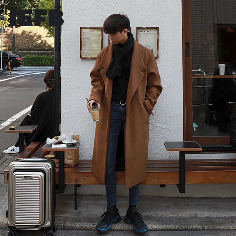 Woolen Trench Coat - Mid length Long overcoat