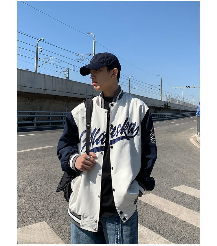 LETTER EMBROIDERY VARSITY JACKET - INTOHYPEZONE