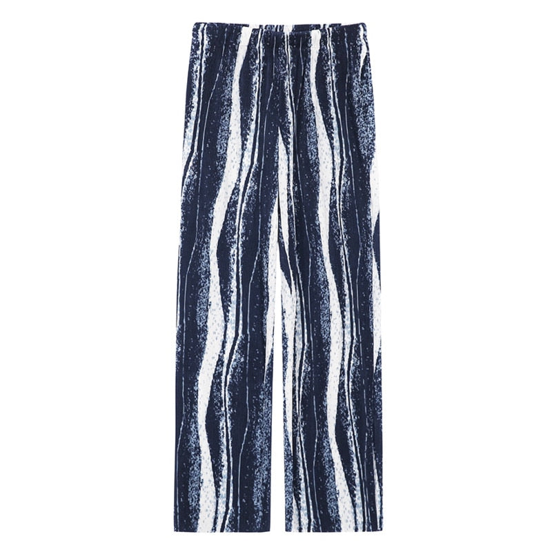 IRREGULAR PATTERN PLEATS PANTS - INTOHYPEZONE