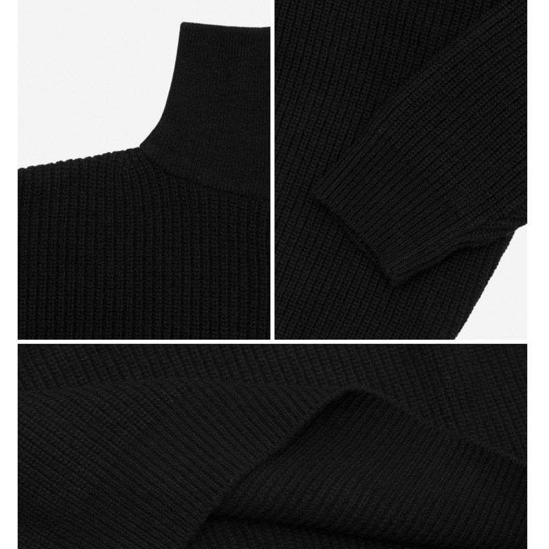 ZIPPER COLLAR KNITTED PULLOVER - INTOHYPEZONE