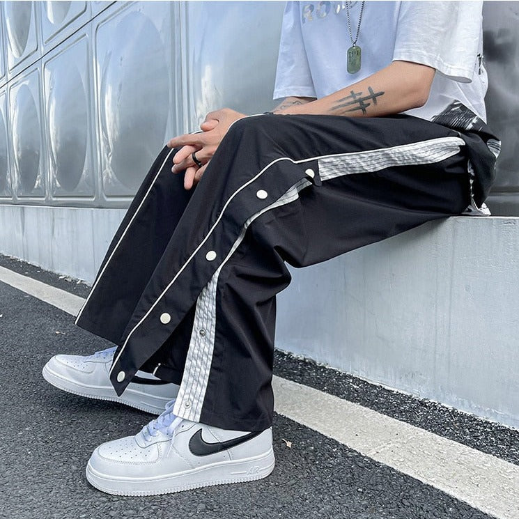 SNAP BUTTON WIDE LEG PANTS - INTOHYPEZONE