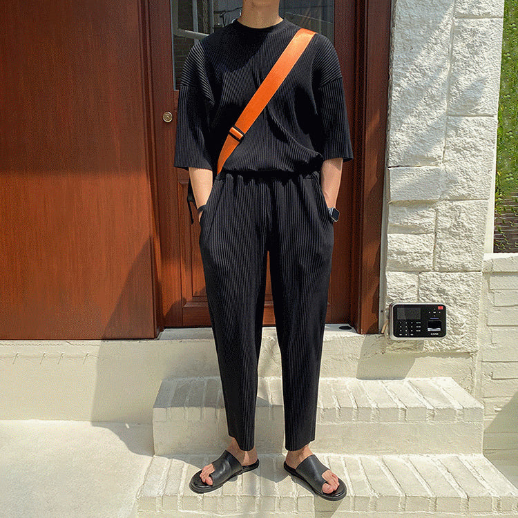 PLEATS TEE + PANTS SET - INTOHYPEZONE