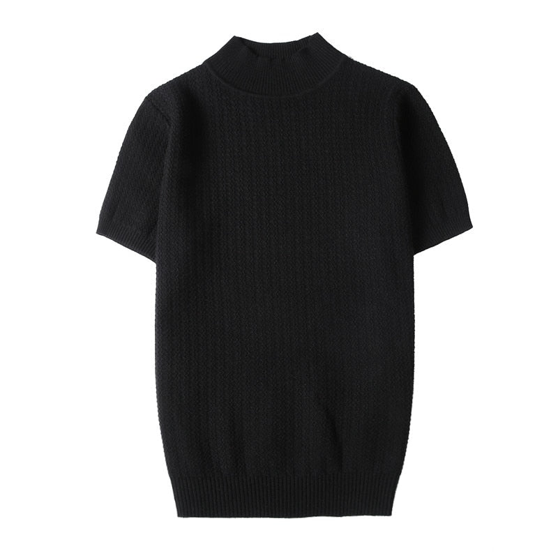 Short Sleeve Turtleneck Knit Pullover