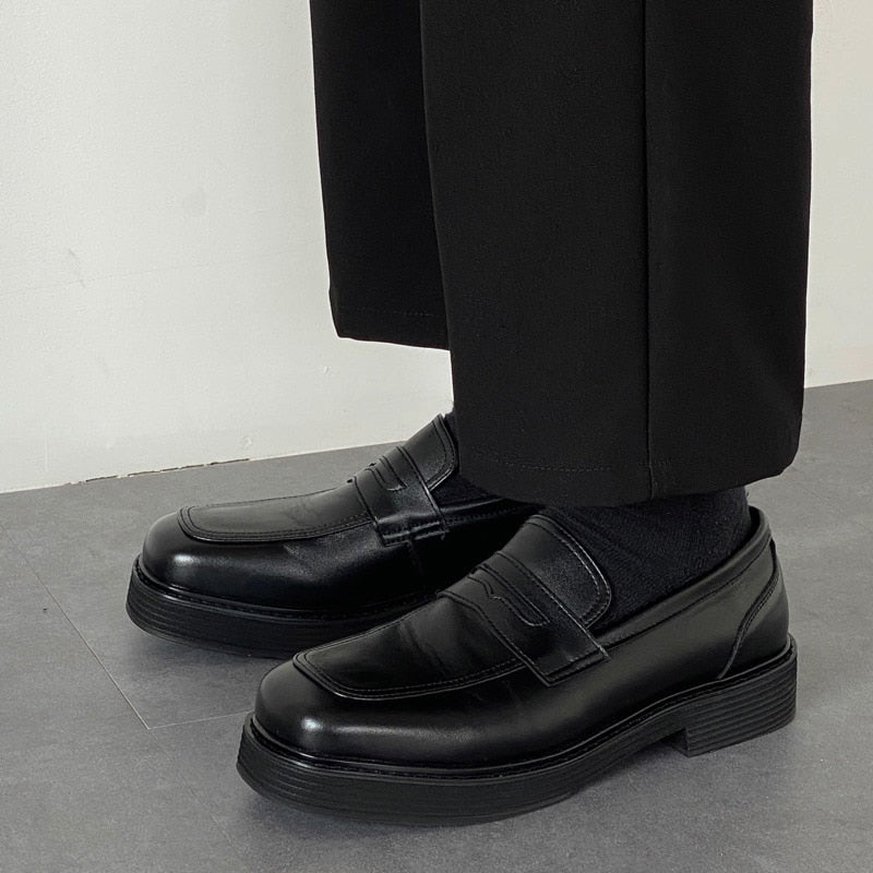 BRITISH LEATHER SQUARE LOAFERS WITH HEIGHT INCEREASE - INTOHYPEZONE