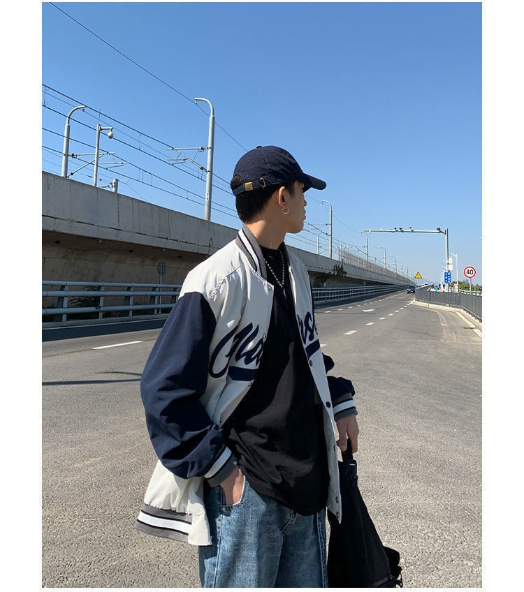 LETTER EMBROIDERY VARSITY JACKET - INTOHYPEZONE