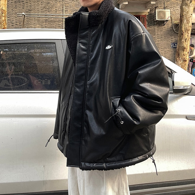 LEATHER CASHMERE DOUBLE SIDED JACKET - INTOHYPEZONE