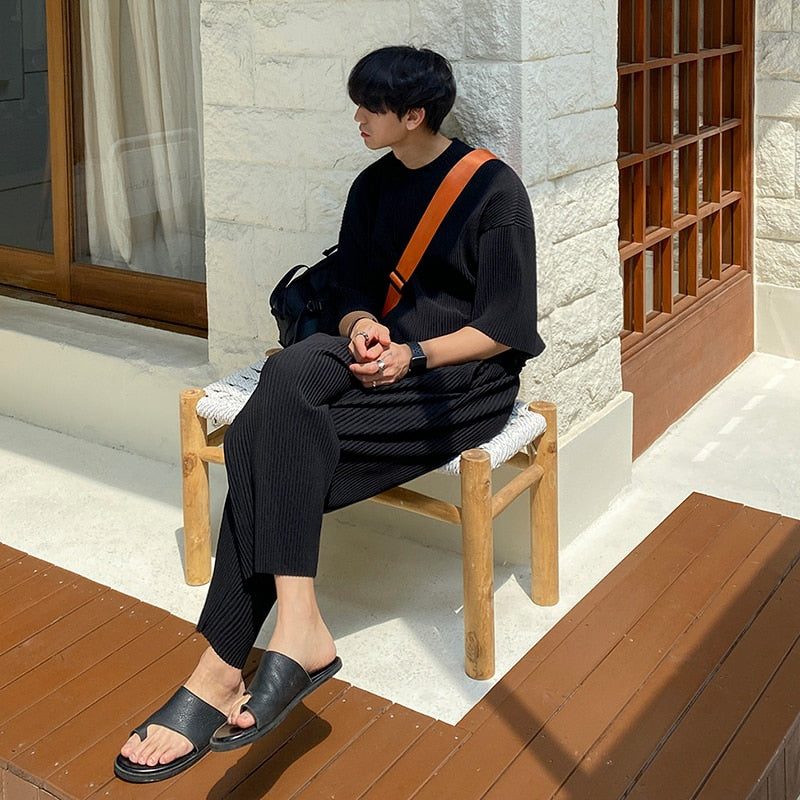 PLEATS TEE + PANTS SET - INTOHYPEZONE