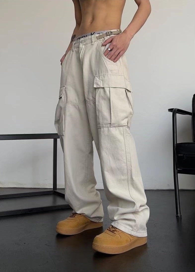 FLAP POCKET STRAIGHT CARGO PANTS - INTOHYPEZONE