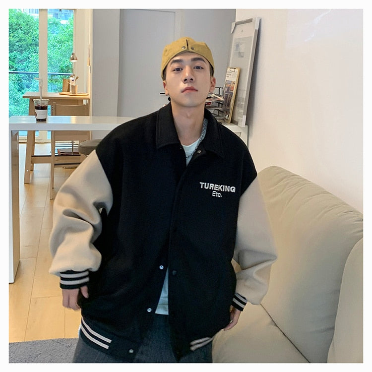 LAPEL COLLAR VARSITY JACKET - INTOHYPEZONE