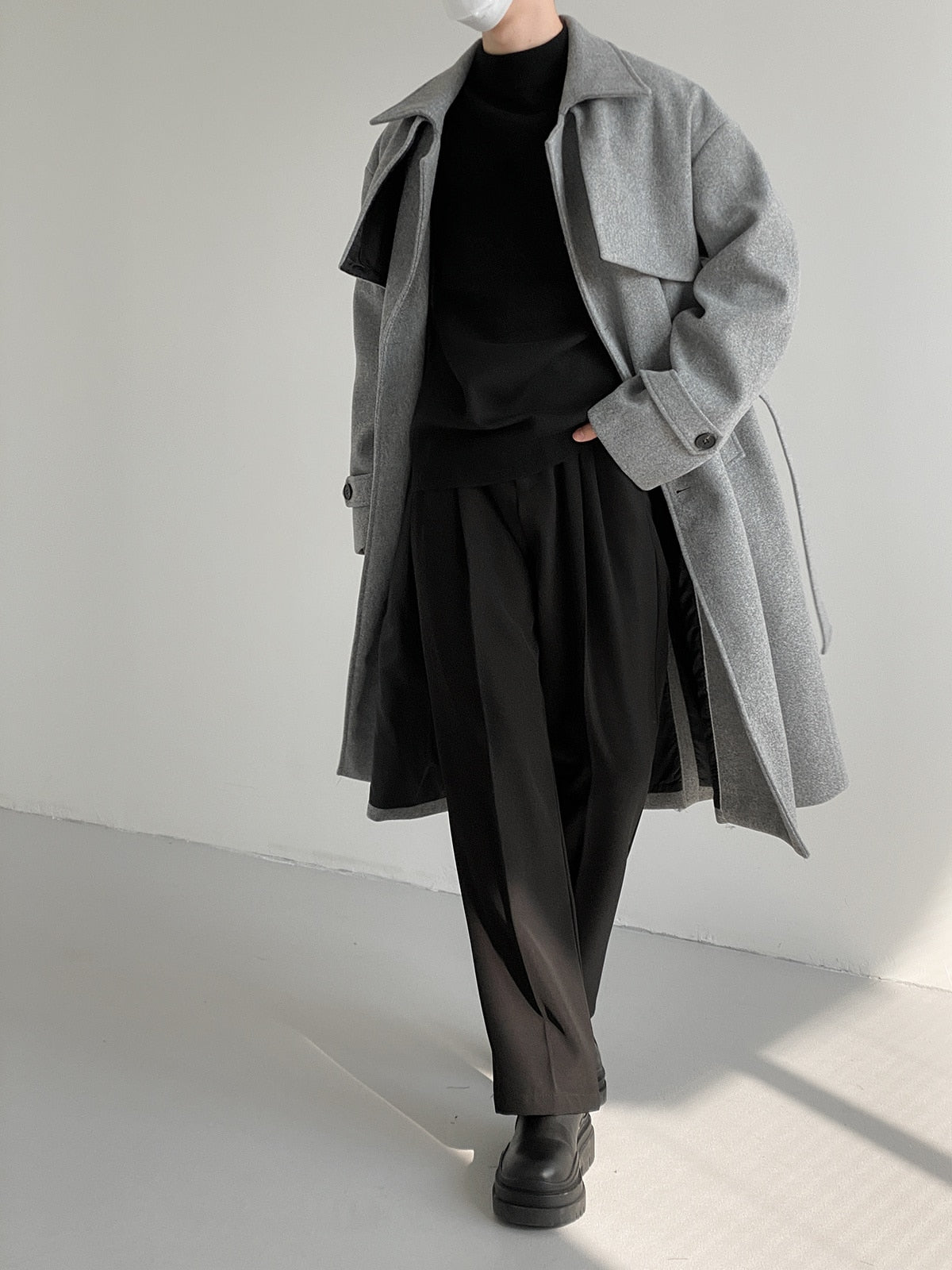 WOOLEN KNEE LONG TRENCH COAT - INTOHYPEZONE