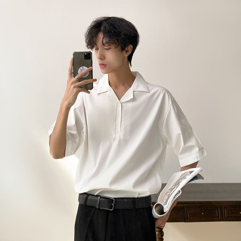 CASUAL TURN DOWN COLLAR TEE - INTOHYPEZONE