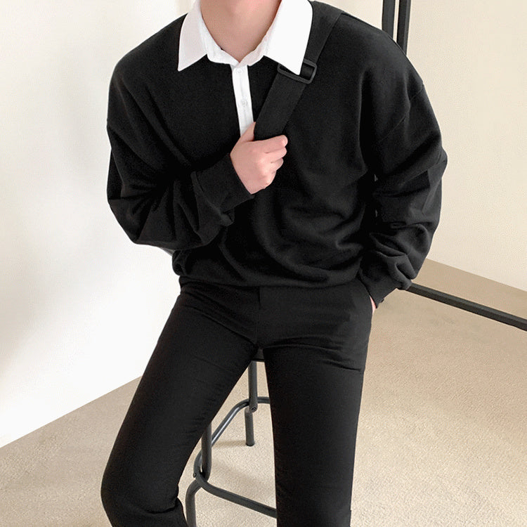 TURN DOWN COLLAR SWEATER - INTOHYPEZONE