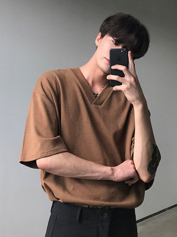 Short-Sleeve V-Neck T-shirt by INTOHYPEZONE SUMMER