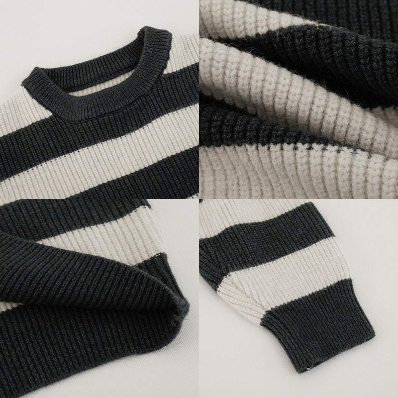 CREWNECK STRIPED SWEATER - INTOHYPEZONE