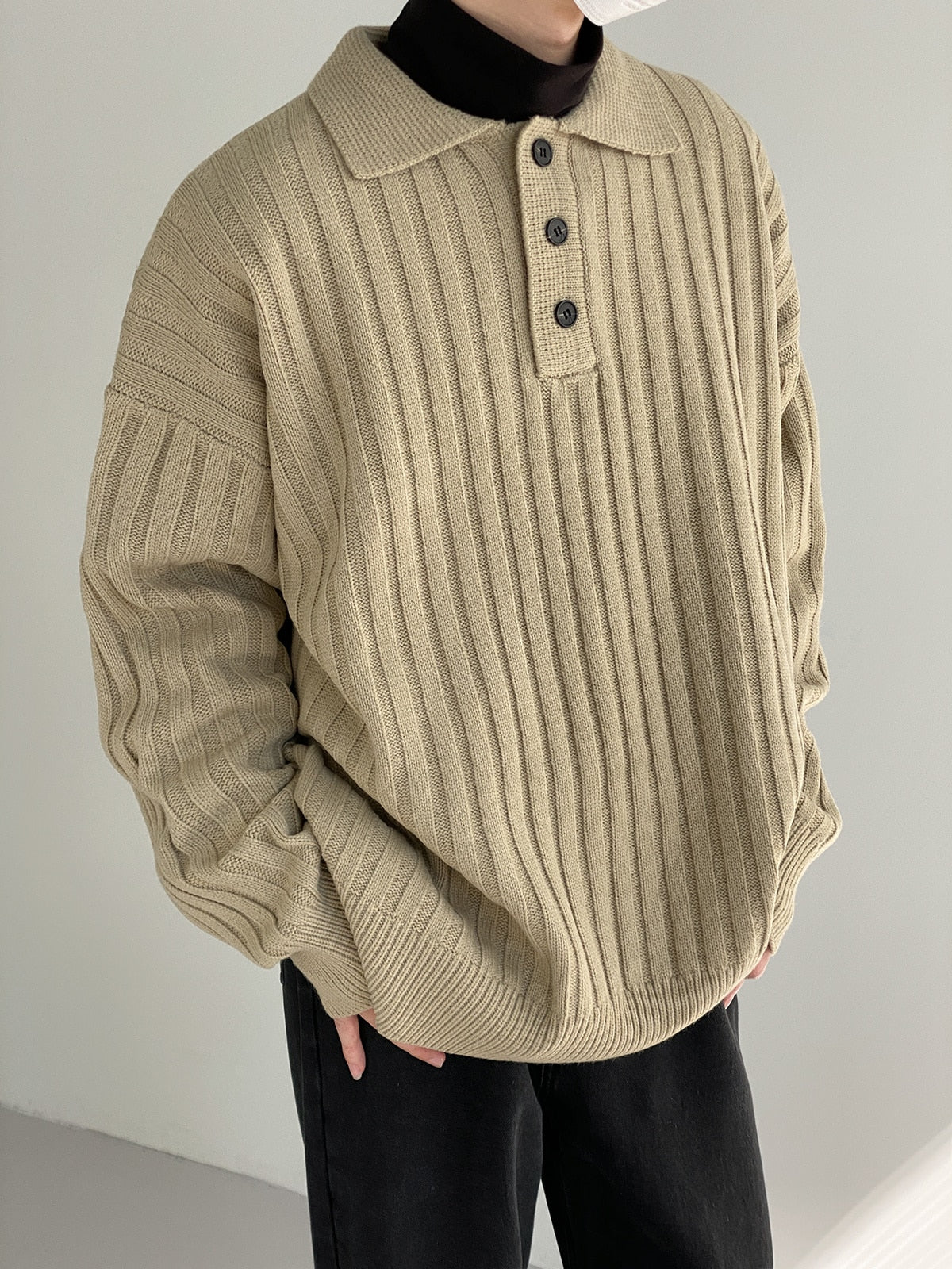 TURN DOWN COLLAR SWEATER - INTOHYPEZONE