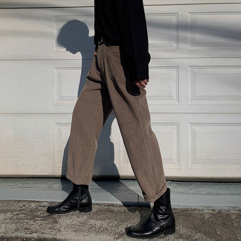 STRAIGHT CUT CORDUROY PANTS - INTOHYPEZONE