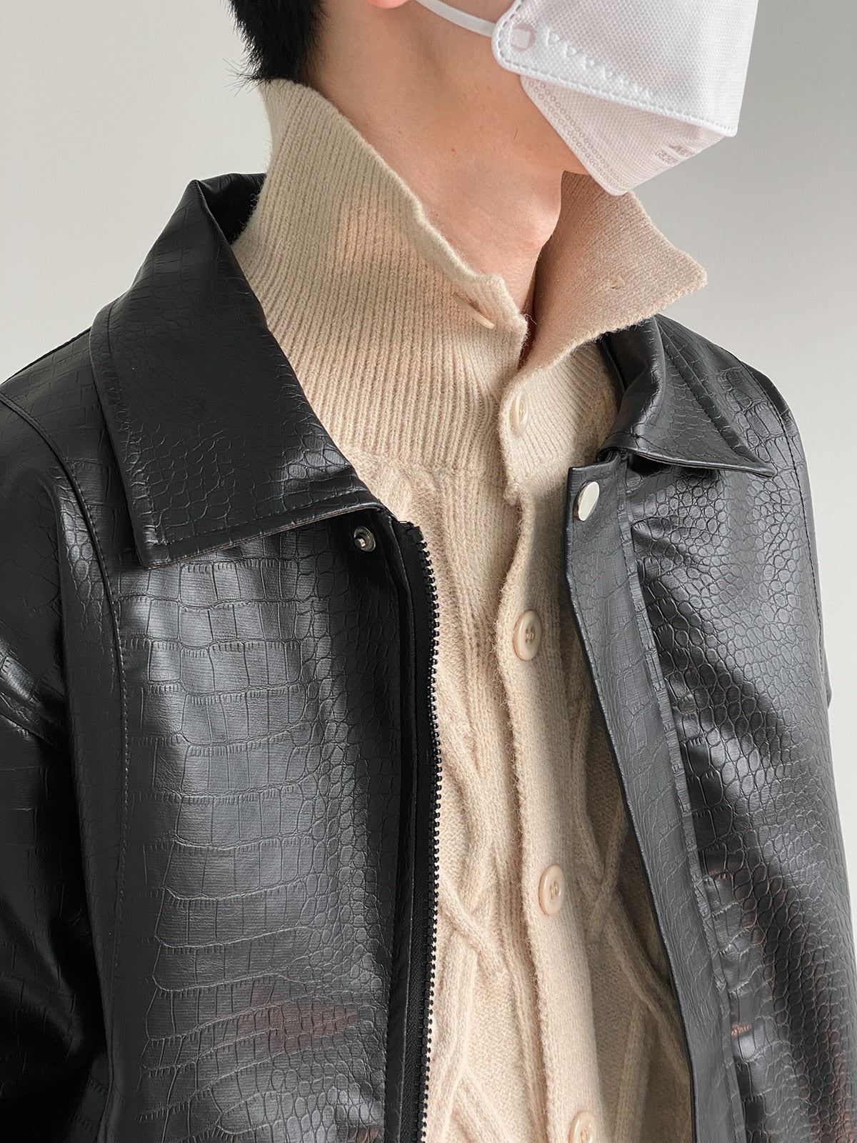 TEXTURED LEATHER JACKET - INTOHYPEZONE