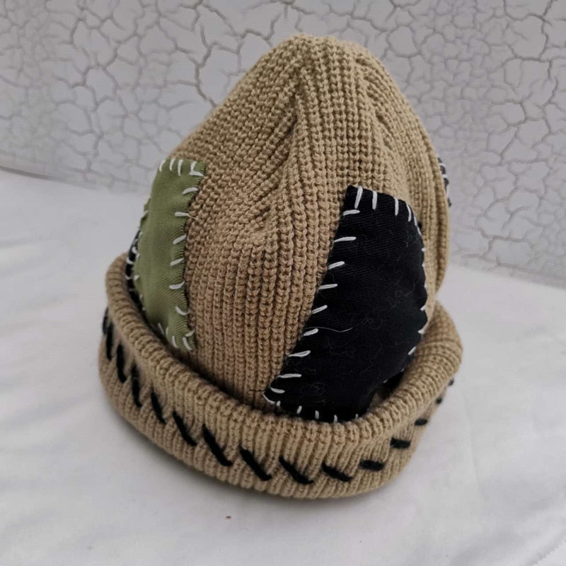 Patchwork Knitted Hat - INTOHYPEZONE