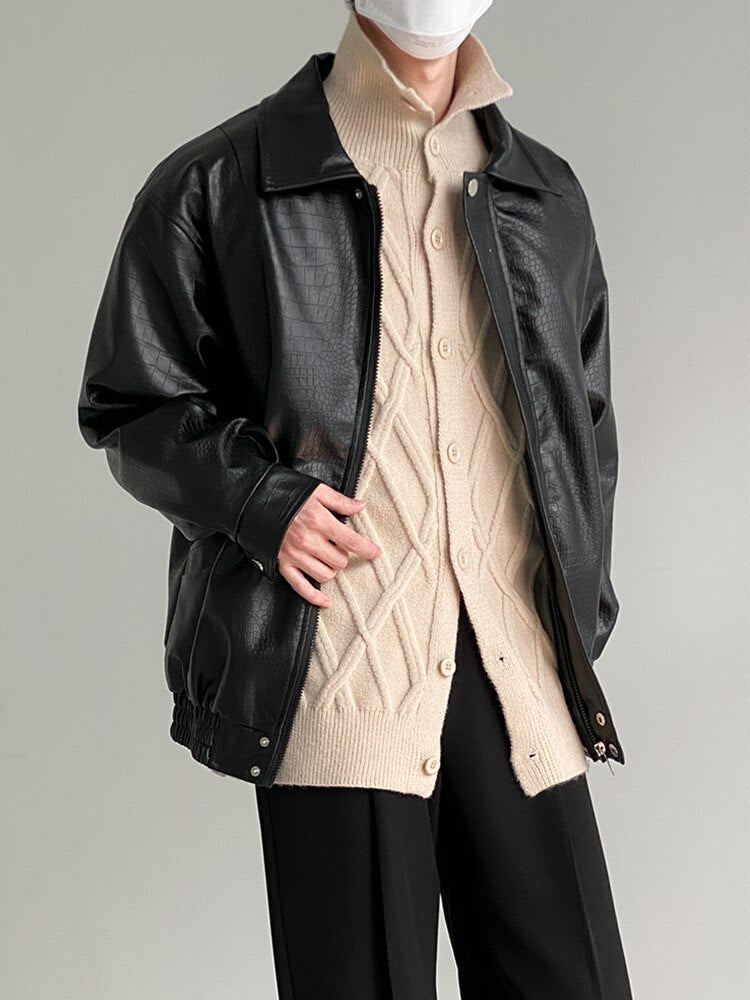 TEXTURED LEATHER JACKET - INTOHYPEZONE