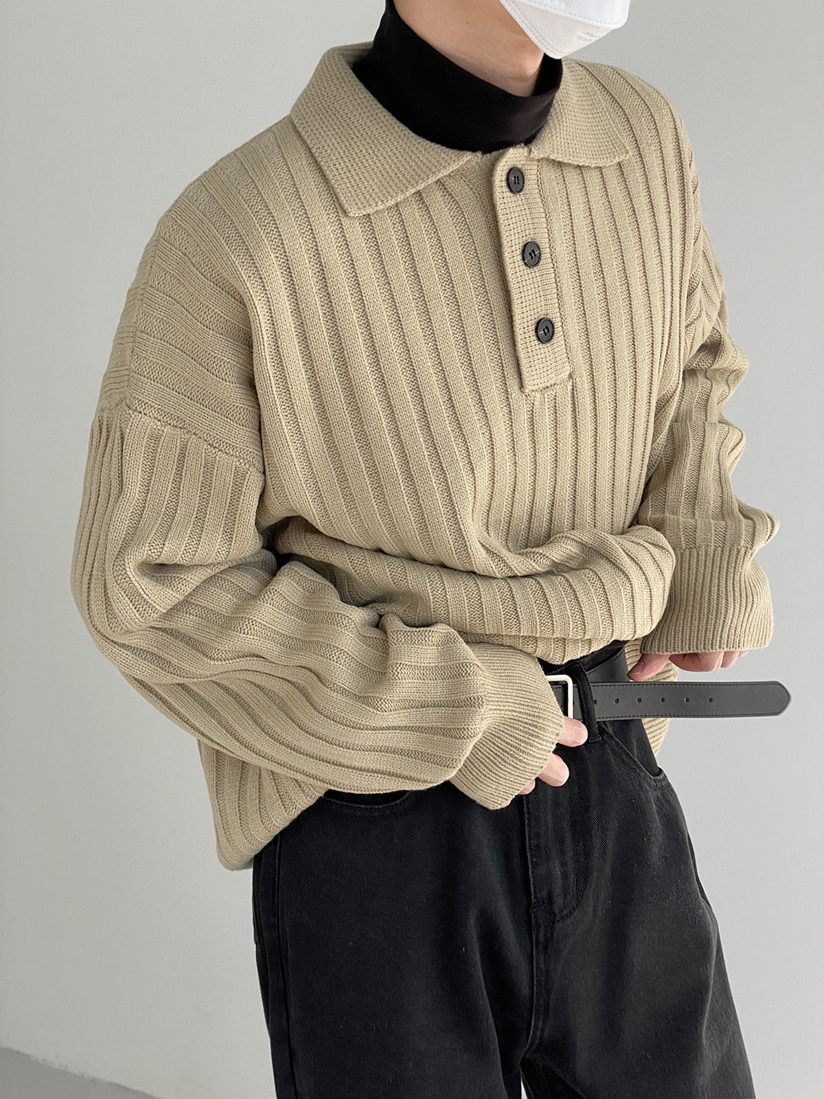 TURN DOWN COLLAR SWEATER - INTOHYPEZONE