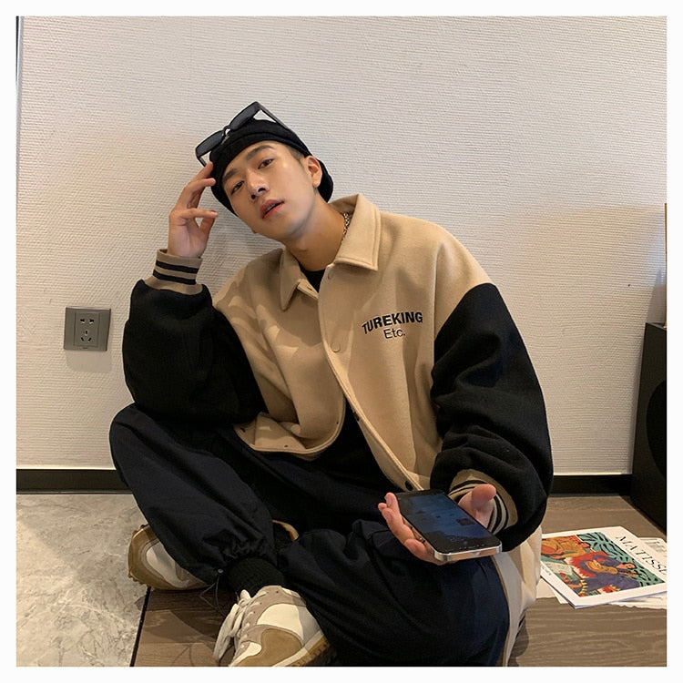 LAPEL COLLAR VARSITY JACKET - INTOHYPEZONE