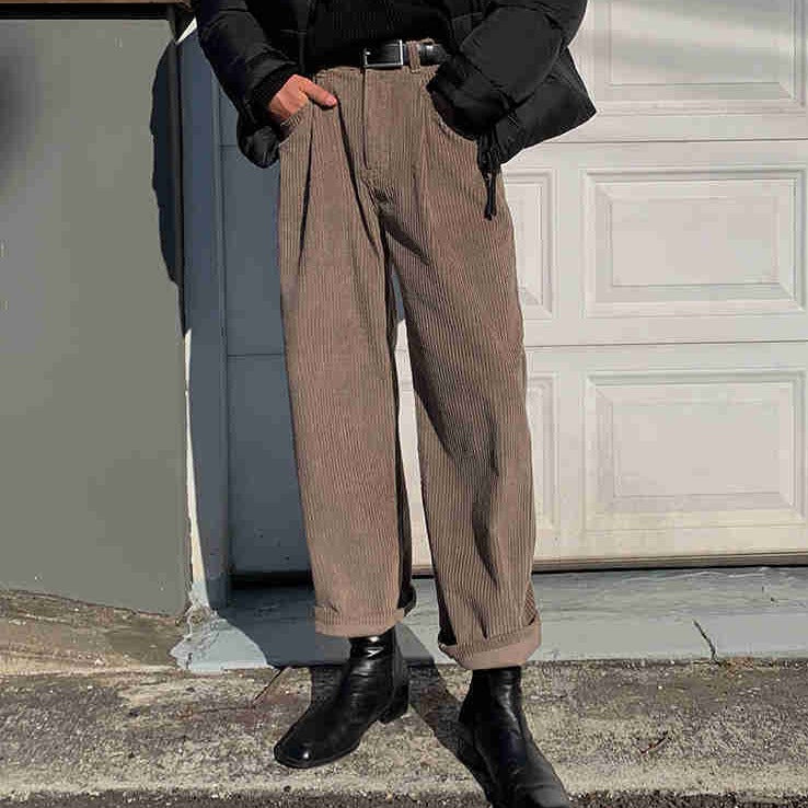 STRAIGHT CUT CORDUROY PANTS - INTOHYPEZONE