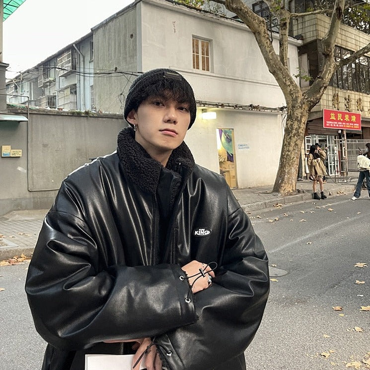LEATHER CASHMERE DOUBLE SIDED JACKET - INTOHYPEZONE