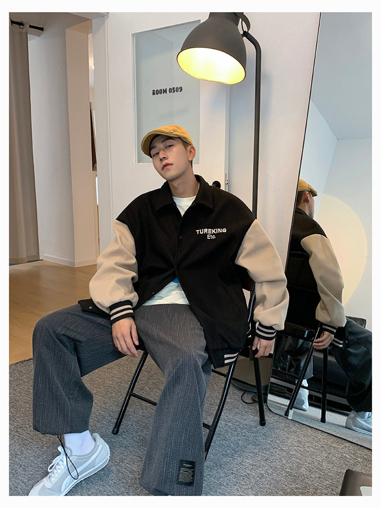 LAPEL COLLAR VARSITY JACKET - INTOHYPEZONE