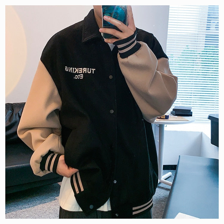 LAPEL COLLAR VARSITY JACKET - INTOHYPEZONE