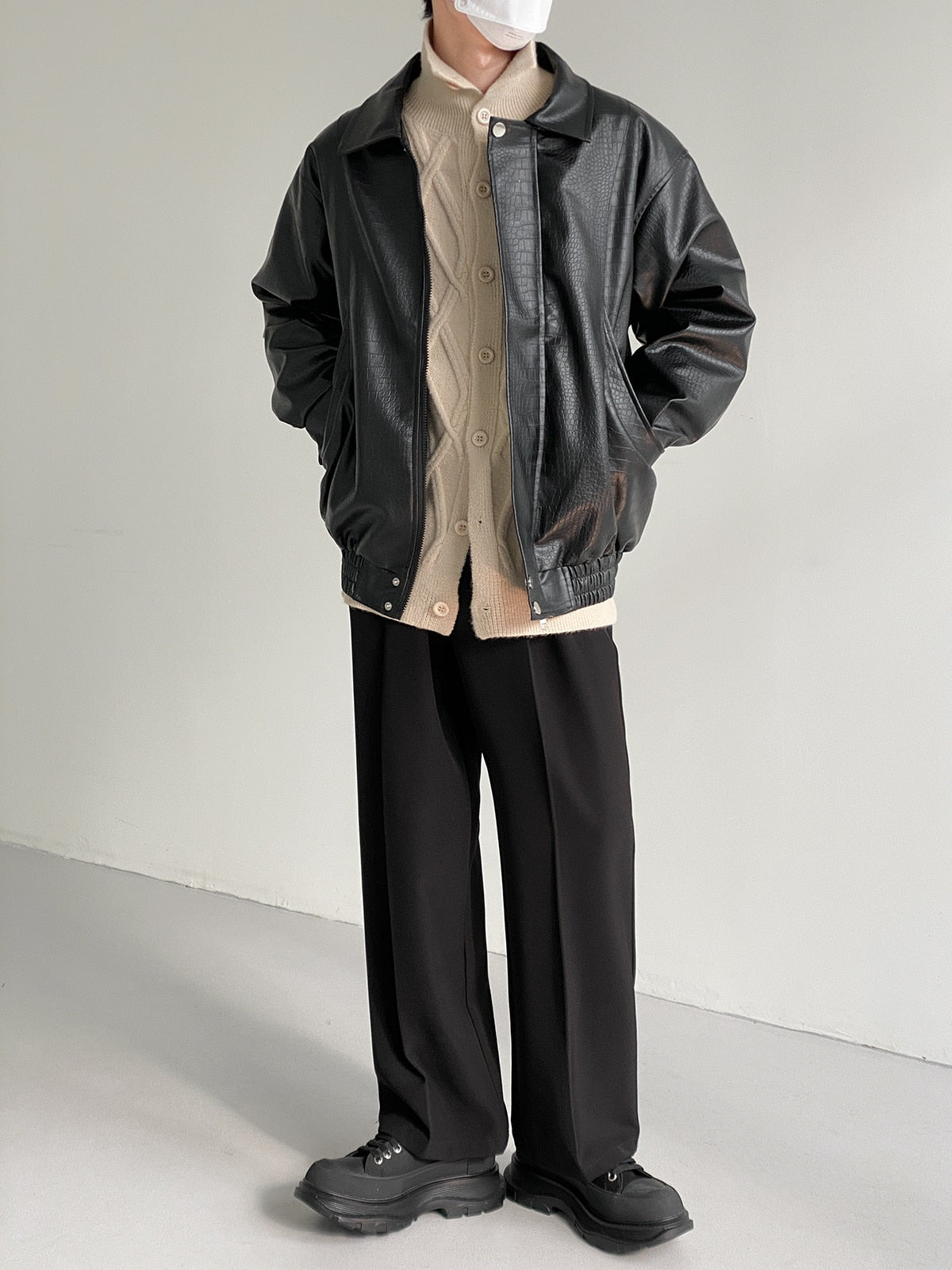 TEXTURED LEATHER JACKET - INTOHYPEZONE