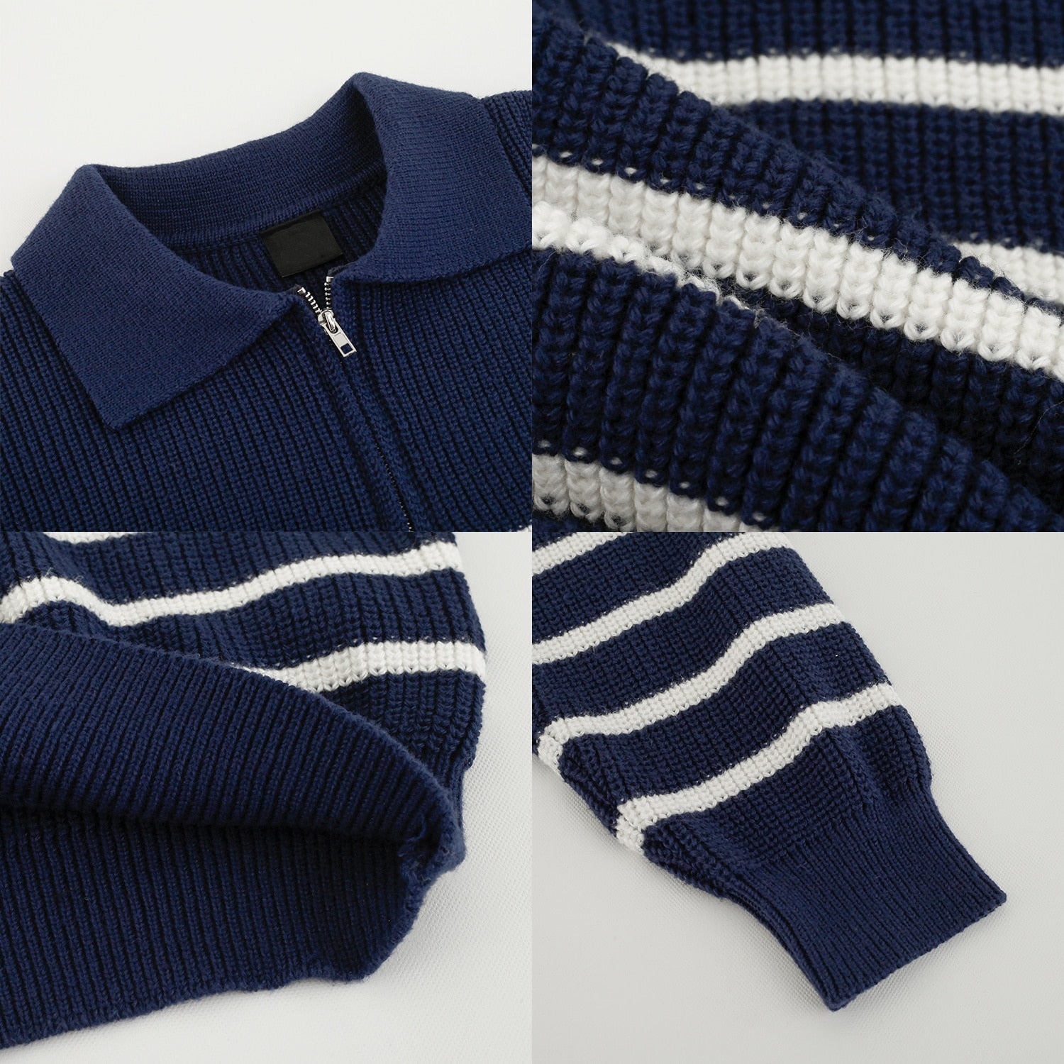 HALF ZIPPER STRIPED SWEATER - INTOHYPEZONE