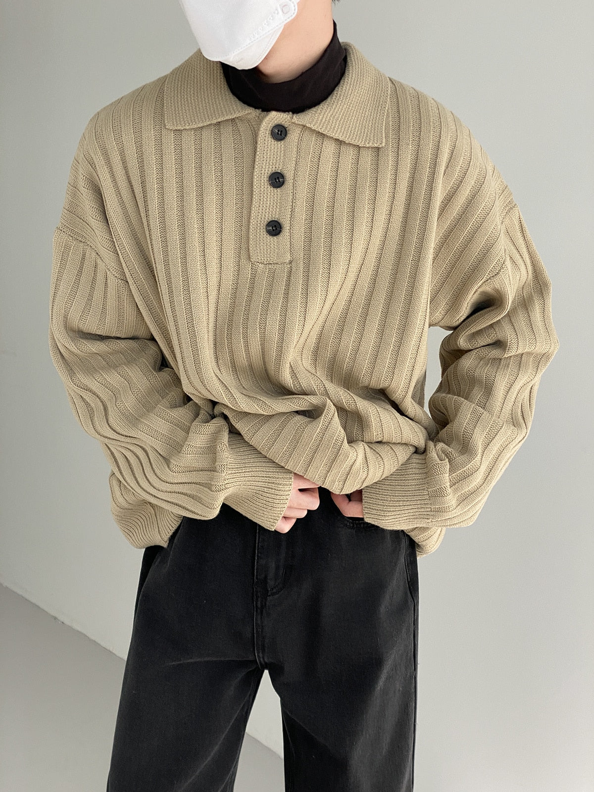 TURN DOWN COLLAR SWEATER - INTOHYPEZONE