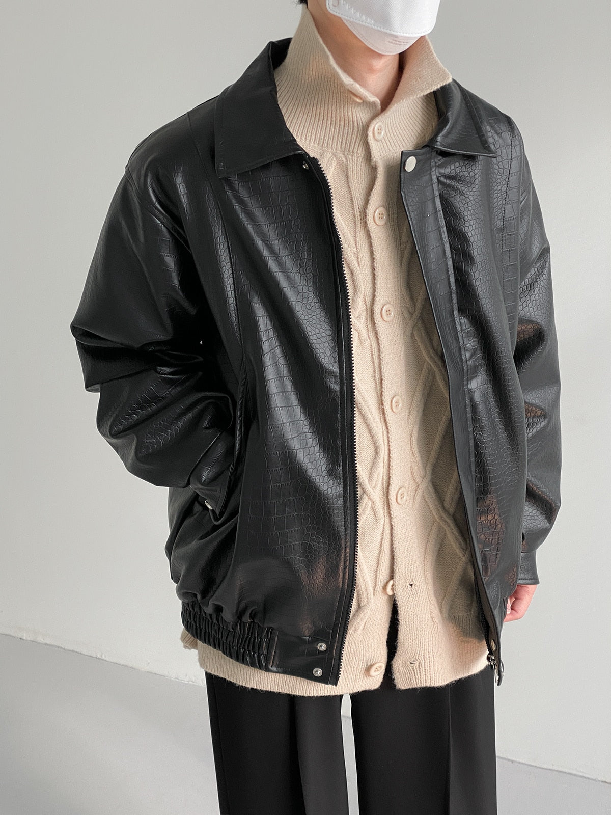 TEXTURED LEATHER JACKET - INTOHYPEZONE