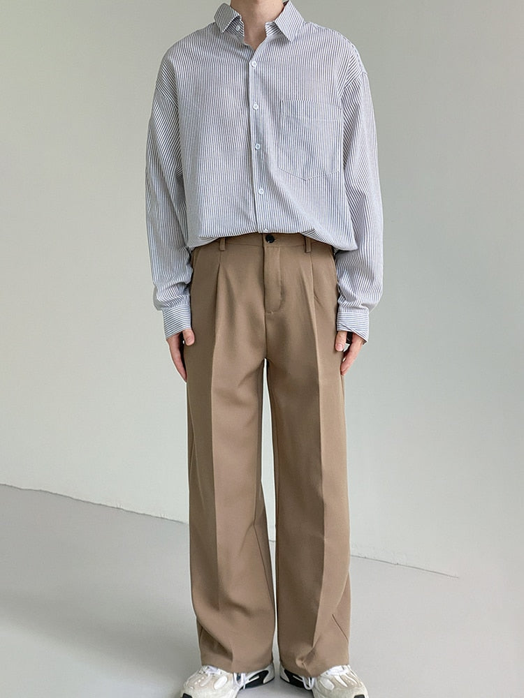 KHAKI CASUAL LOOSE FIT PANTS - INTOHYPEZONE