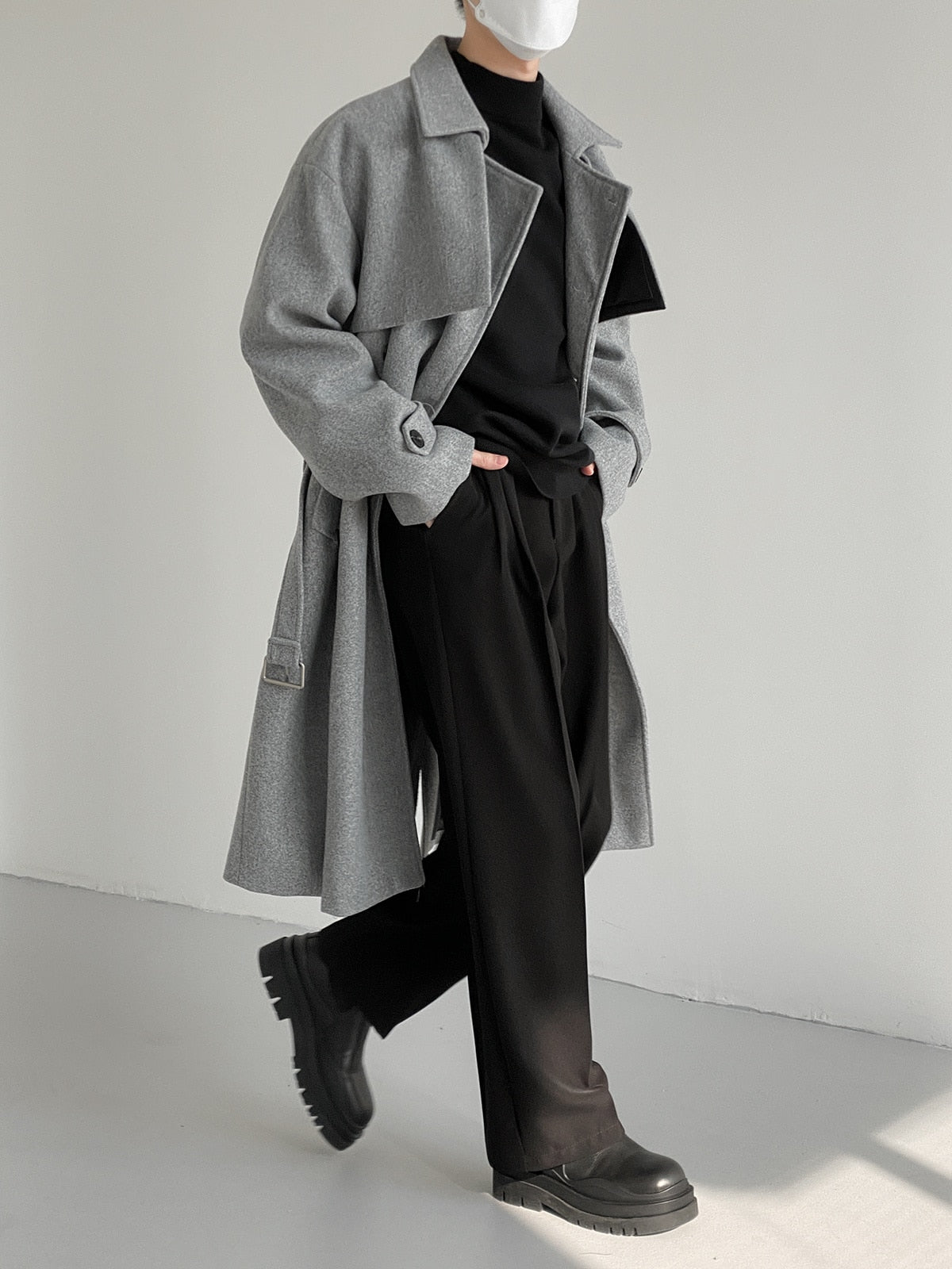 WOOLEN KNEE LONG TRENCH COAT - INTOHYPEZONE