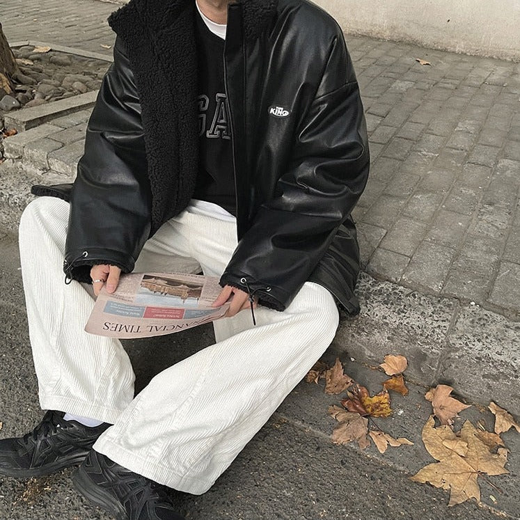 LEATHER CASHMERE DOUBLE SIDED JACKET - INTOHYPEZONE