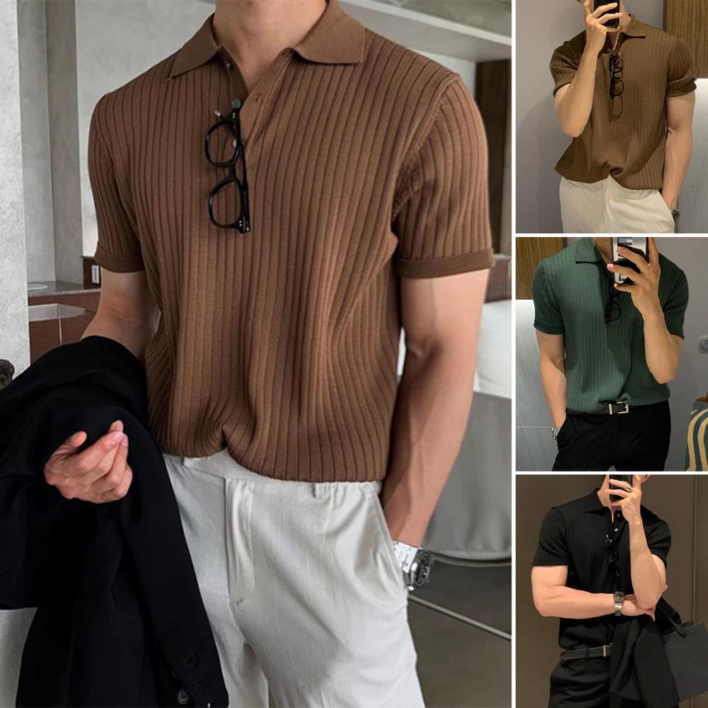 Vertical Knit Pullover: Collars label short sleeve by INTOHYPEZONE