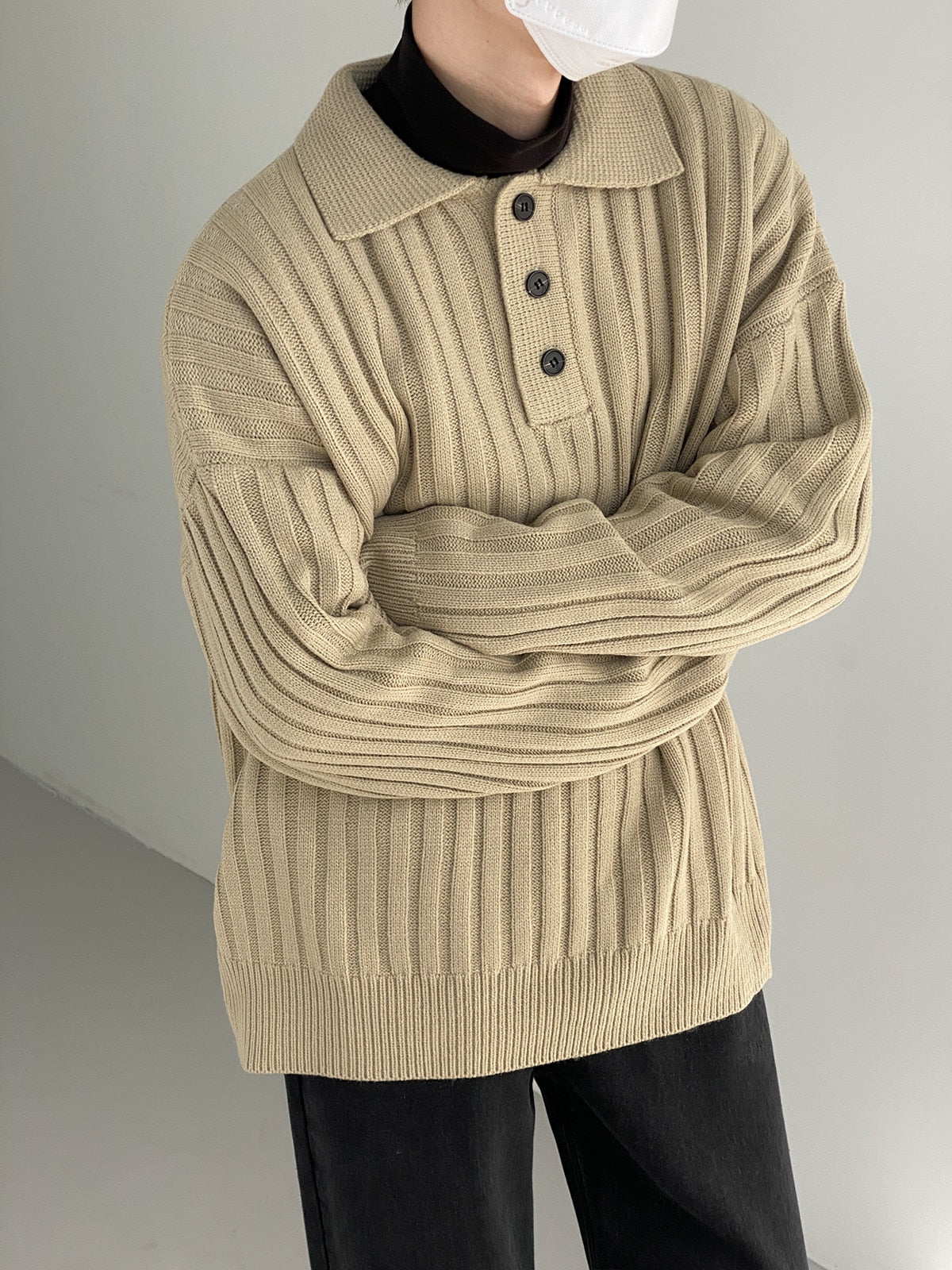 TURN DOWN COLLAR SWEATER - INTOHYPEZONE