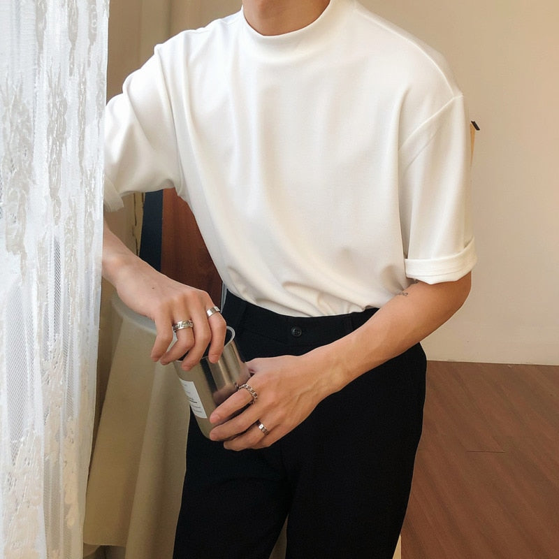 SOLID COLOR TURTLENECK TEE - INTOHYPEZONE
