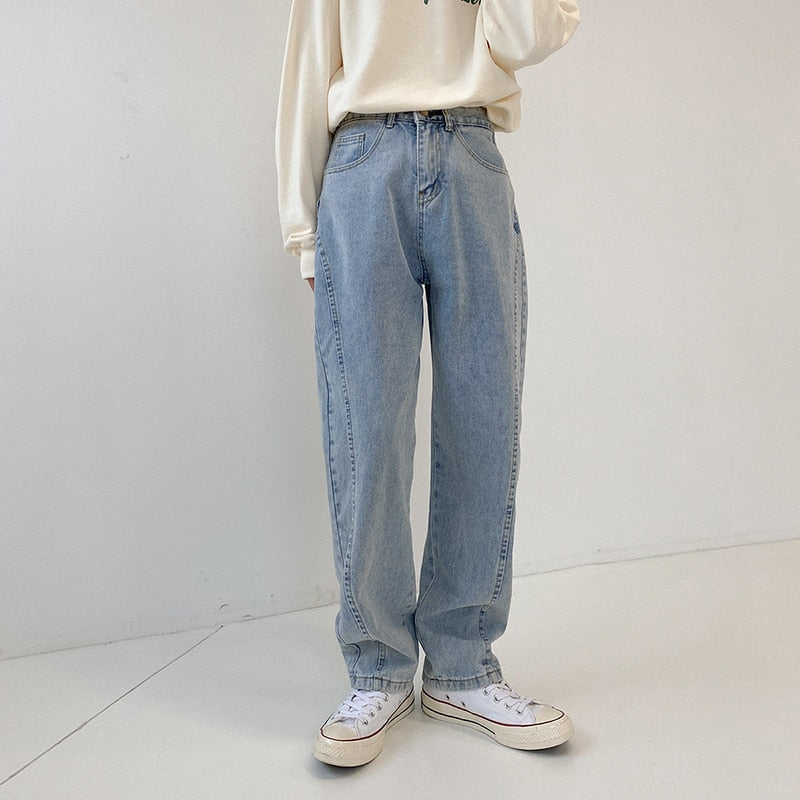 LOOSE STRAIGHT DENIM PANTS - INTOHYPEZONE