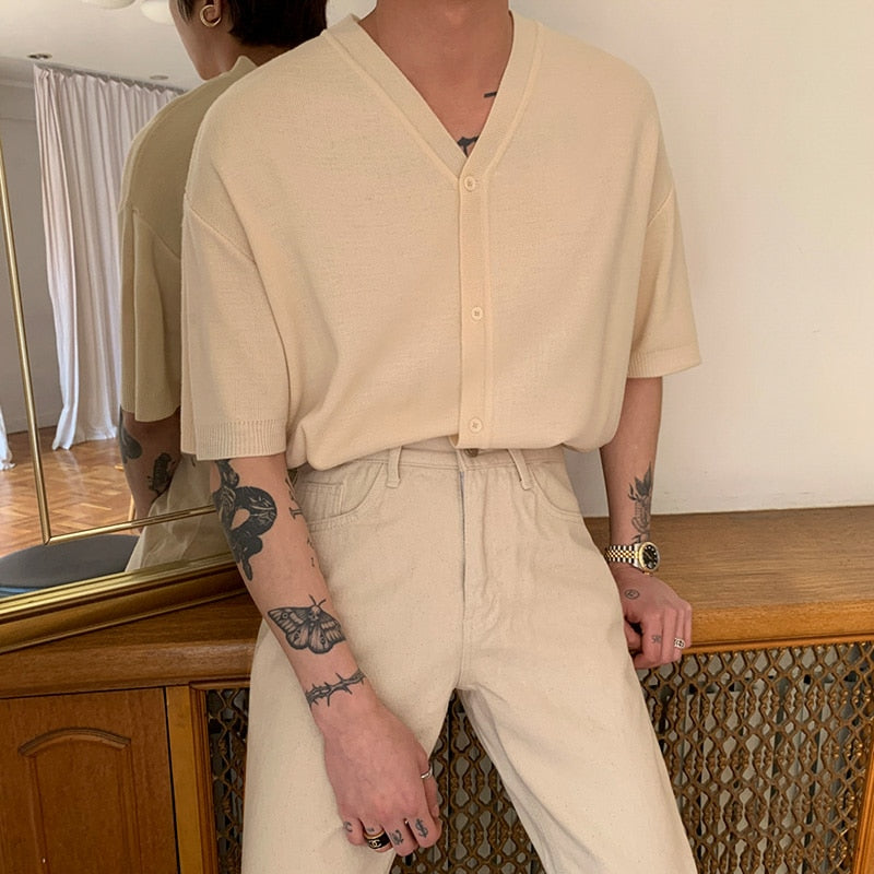 SHORT SLEEVE KNITTED SHIRT - INTOHYPEZONE