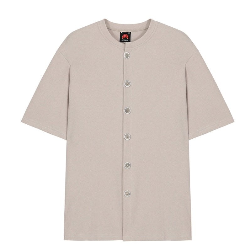 MANDARIN COLLAR KNITTED SHIRT - INTOHYPEZONE
