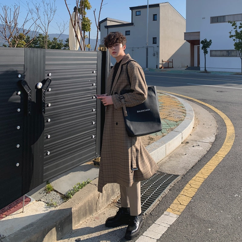 MID-LENGTH PLAID TRENCH COAT - INTOHYPEZONE