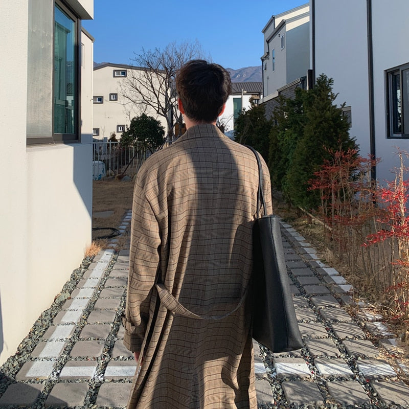 MID-LENGTH PLAID TRENCH COAT - INTOHYPEZONE