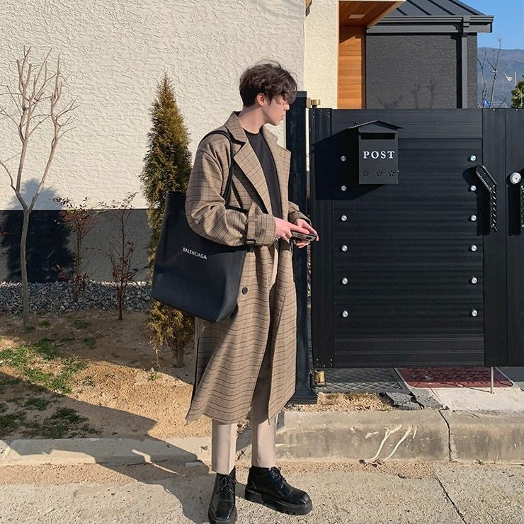 MID-LENGTH PLAID TRENCH COAT - INTOHYPEZONE
