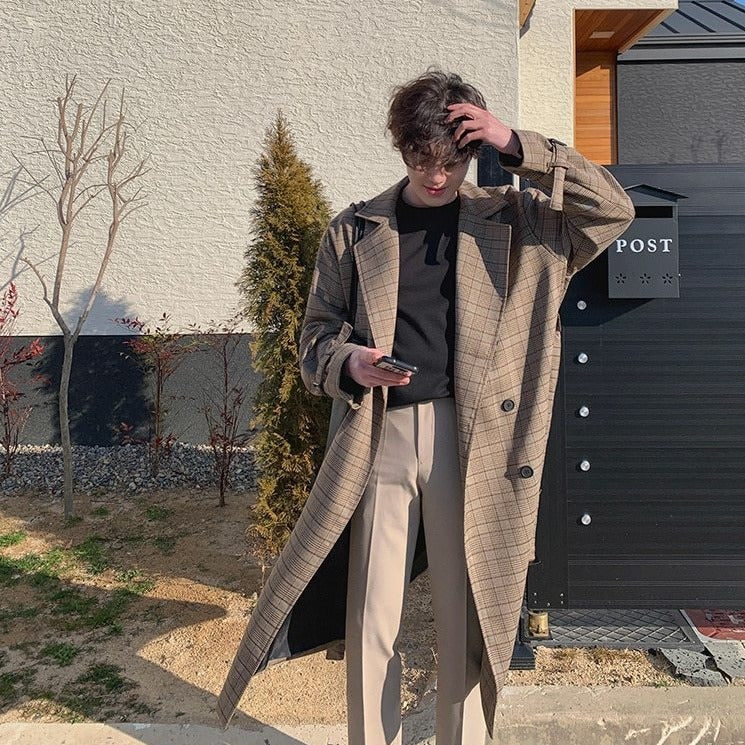 MID-LENGTH PLAID TRENCH COAT - INTOHYPEZONE