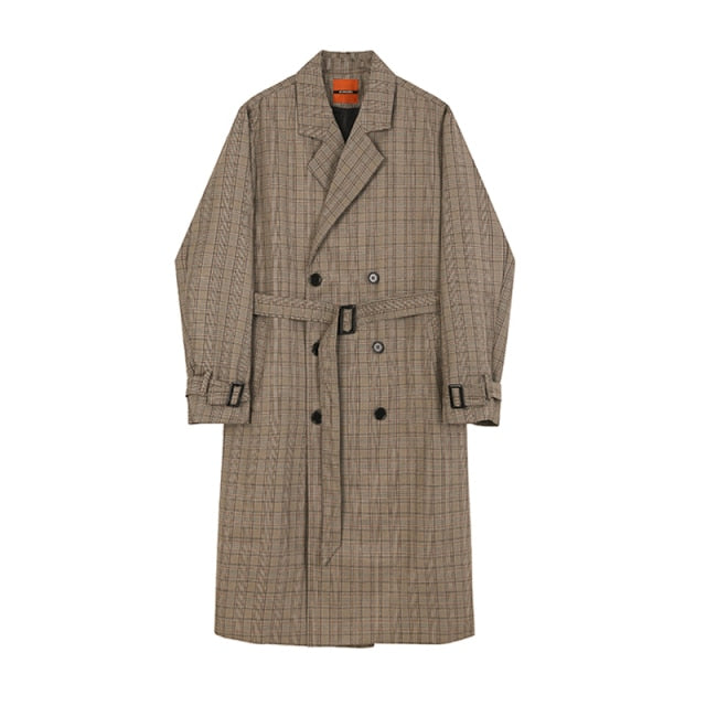 MID-LENGTH PLAID TRENCH COAT - INTOHYPEZONE