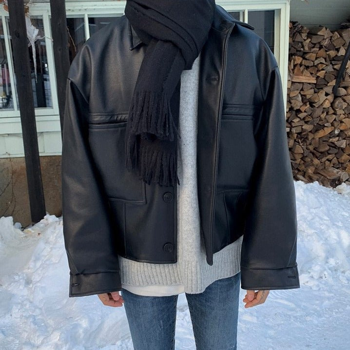 OVERSIZE LEATHER JACKET - INTOHYPEZONE